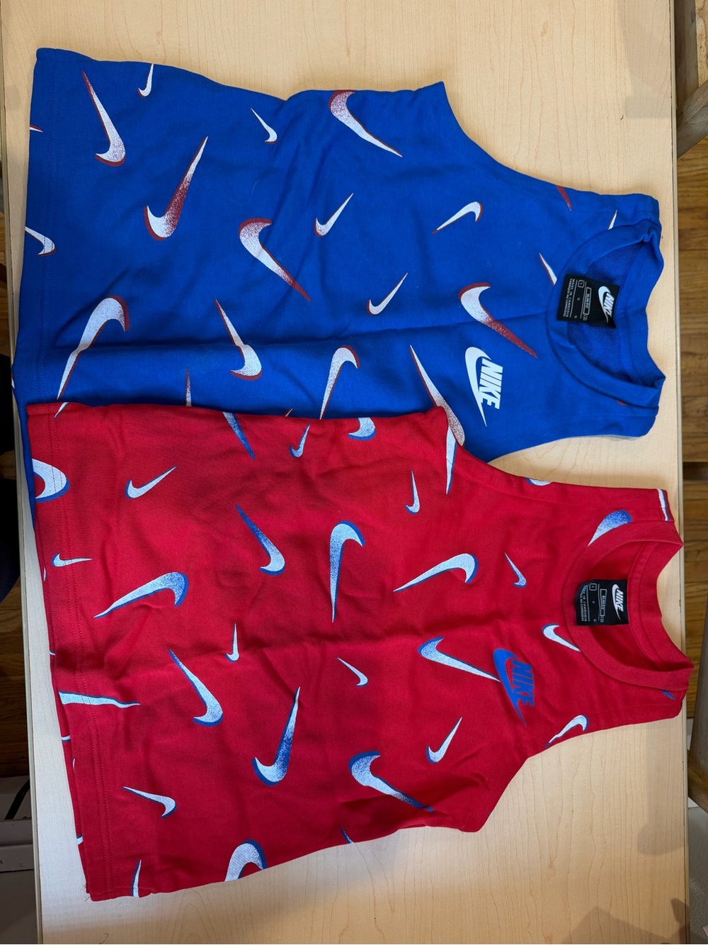 Nike Kids' Sleeveless Swoosh Tank Tops in Blue and Red